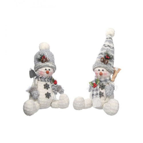 Festive - Grey Standing Snowmen - 30cm