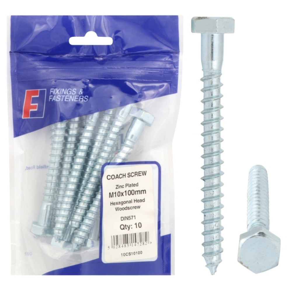 ForgeFix Prepack Coach Screw Zinc Plated M12x130mm (Bag5)