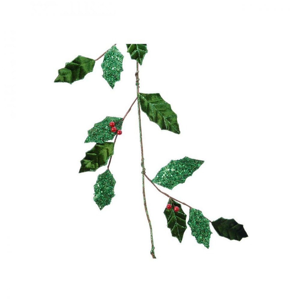 Decoris - Green Leaf Garland with Berries  - 110cm