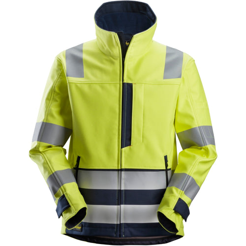 Snickers - ProtecWork, Softshell Jacket, High-Vis Class 3 - High Visibility Yellow - Navy