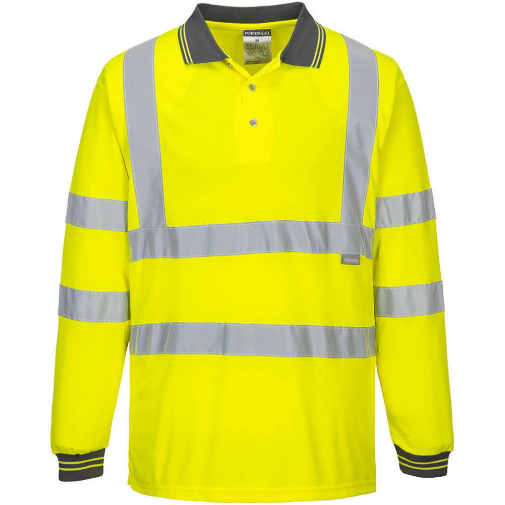 Portwest  - Hi-Vis Long Sleeved Polo - Yellow