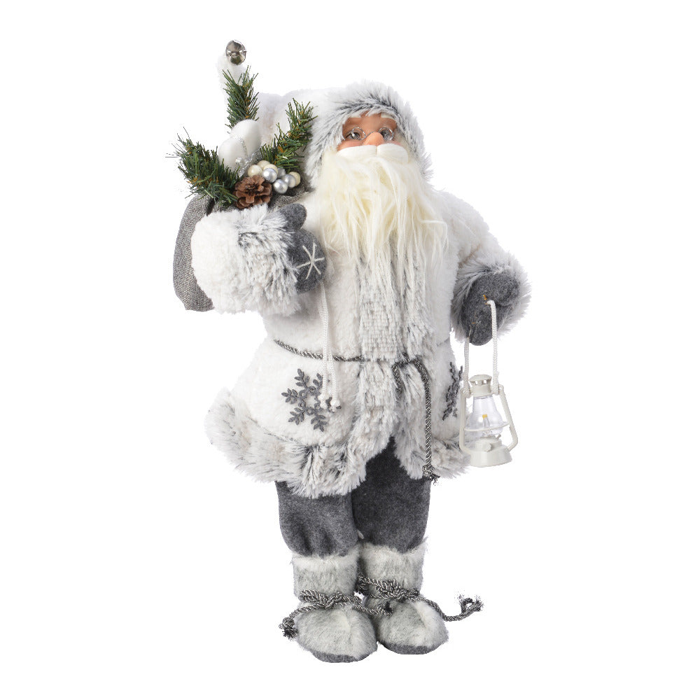 Grey Plush Santa with White Snowflake Jacket  - 60cm