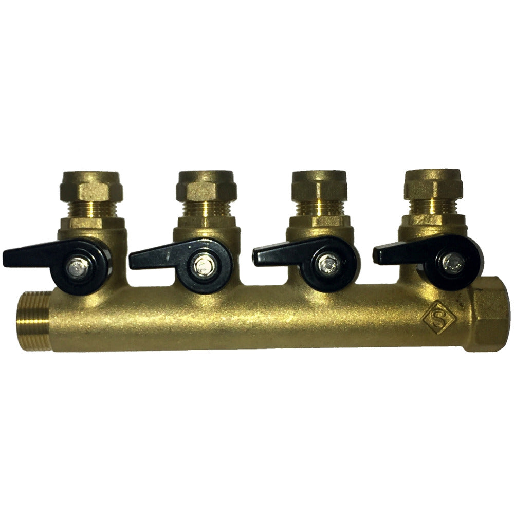 Manifold 3/4\ x 1/2\ 3W + Iso Valve+Adaptors