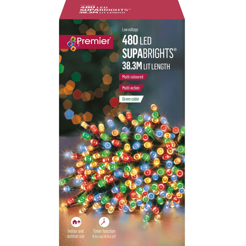 Premier - 480 LED Multi-Action Supabrights w Timer - M/Coloured