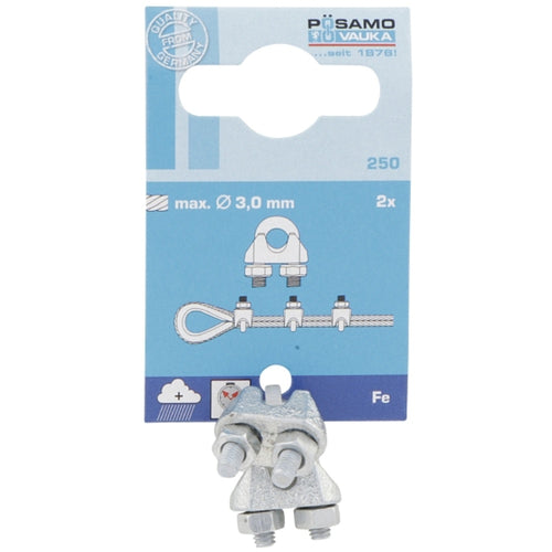 Posamo Wire Rope Clip 3mm Zinc Plated Pack2