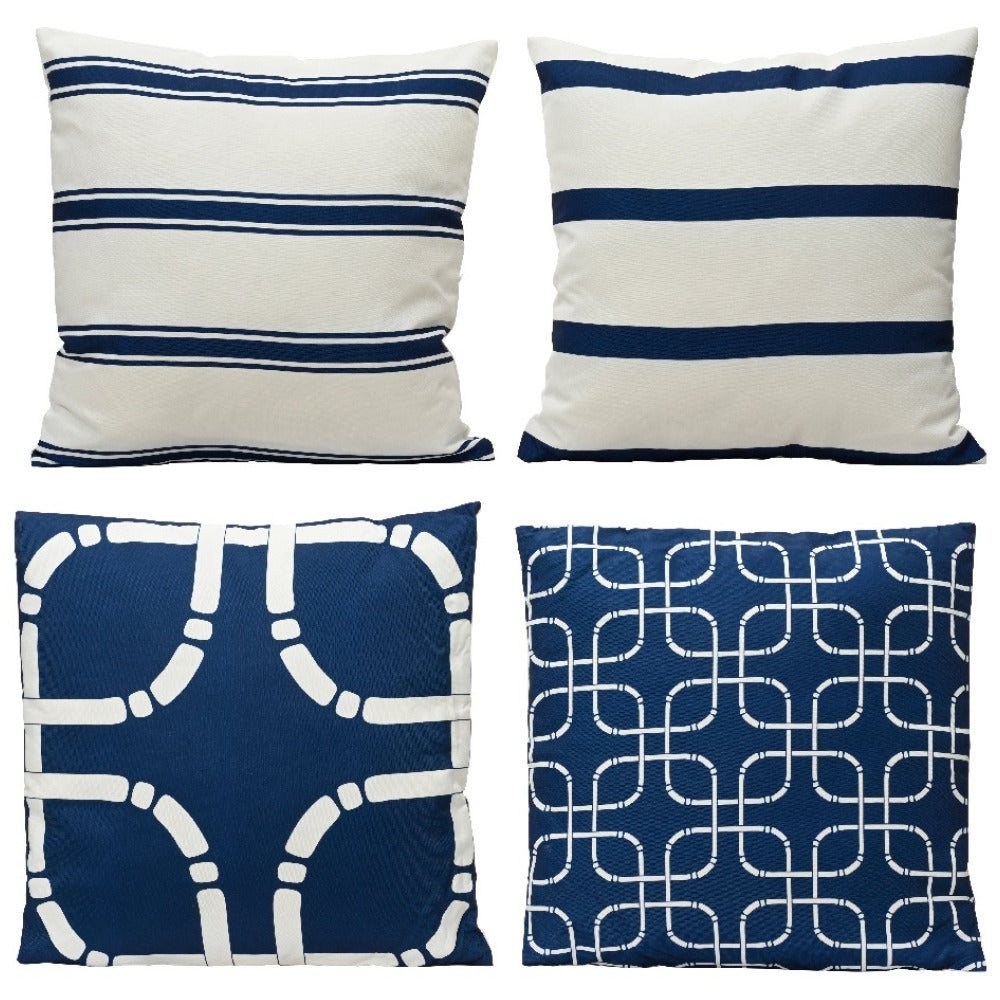 Decoris Outdoor Navy and White Scatter Cushions - 4 Assorted