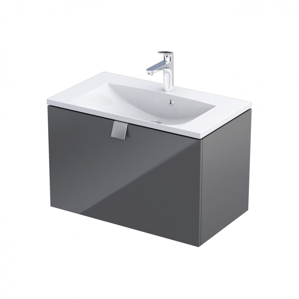 Armavit - 80cm 1 Drawer Vanity Unit - Gloss Graphite - (Exc Basin)