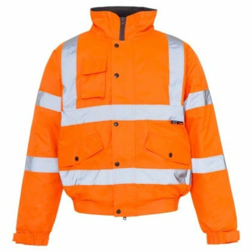Hi-Vis Reflective Bomber Jacket Orange - M