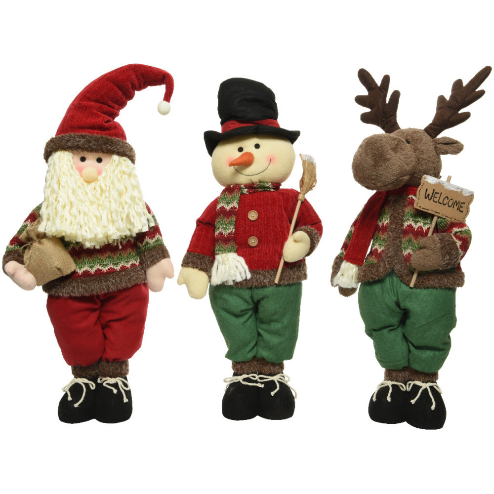 Plush Standing Santa, Snowman and Reindeer 3 Assorted - 84cm