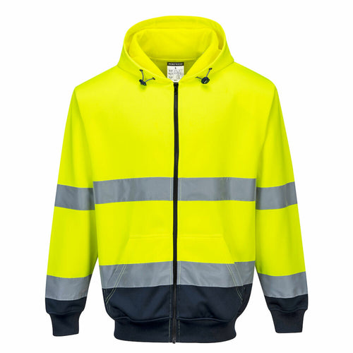 Portwest  - Two-Tone Zip Front Hoodie - Yellow/Navy