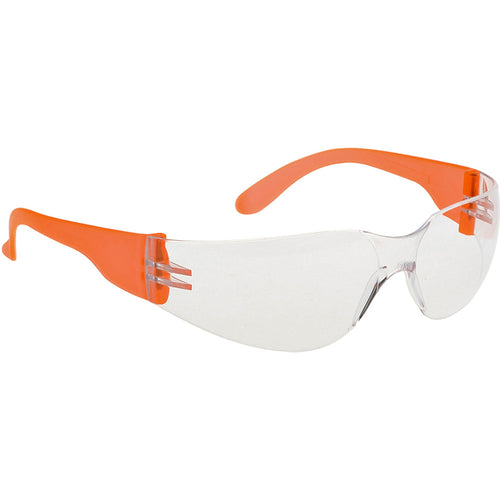 Wrap Around Spectacles - Clear/Orange Hi-Vis