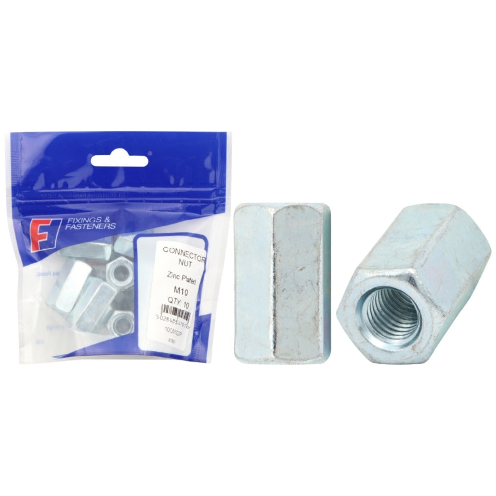 ForgeFix Prepack Connector Nut Zinc Plated M10 (Bag10)