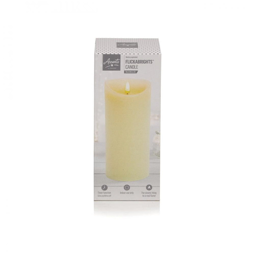 Premier Decorations - Flickabright Candle Cream - 23cm x 9cm - Cream