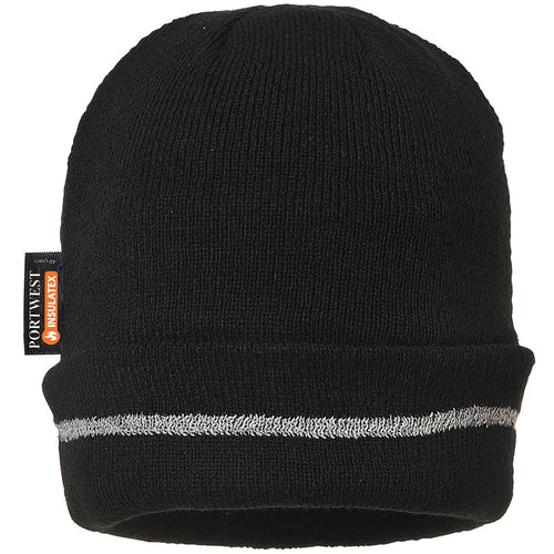 Portwest - Reflective Trim Knit Hat Insulatex Lined - Black