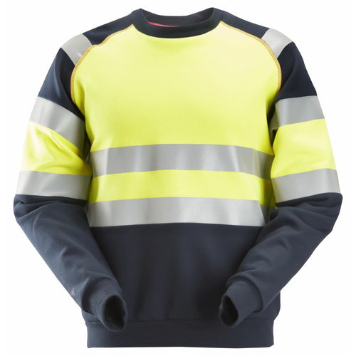 Snickers-ProtecWork, Sweatshirt, High-Vis Class 1-Navy/High Visibilty Yellow