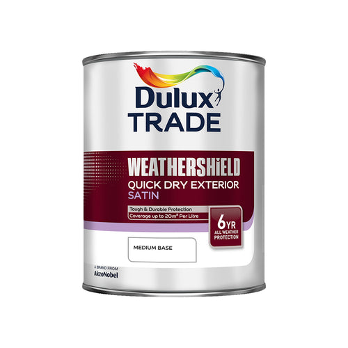 Dulux Trade Weathershield Quick Dry Exterior Satin Medium Base 1L