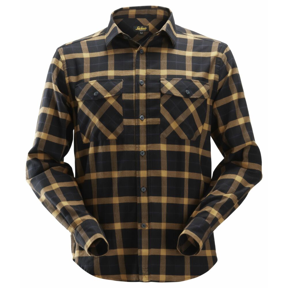 Snickers - AllroundWork, Flannel Checked  Long Sleeve Shirt - Black