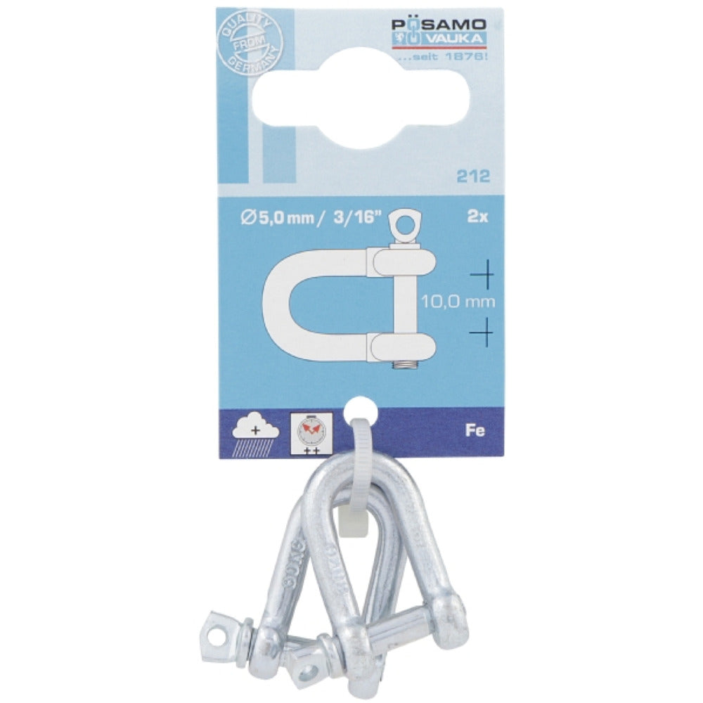 Posamo D Shackle 5mm Zinc Plated Pack2