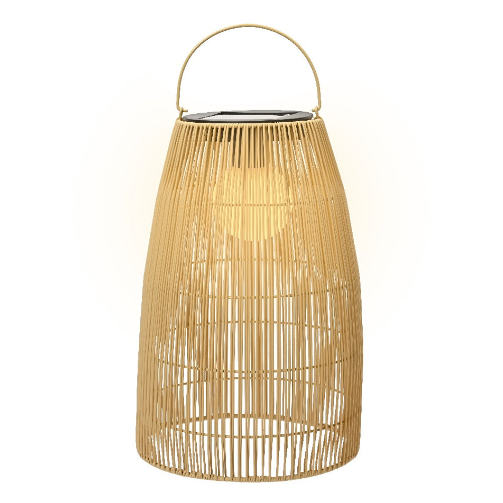 Lumineo Solar-Powered Natural Wicker Effect Integrated LED Outdoor Hanging lantern