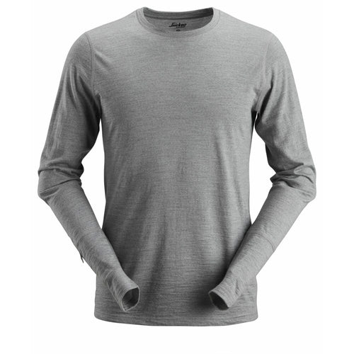 Snickers - AllroundWork, Wool Long Sleeve T-Shirt - Grey Melange