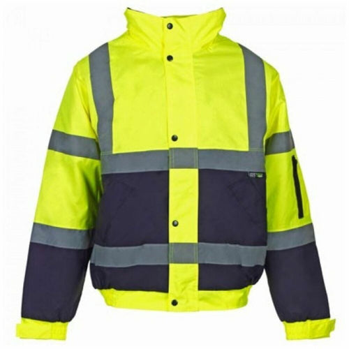 Hi-Vis Reflective 2-Tone Bomber Jacket Yellow/Navy - M