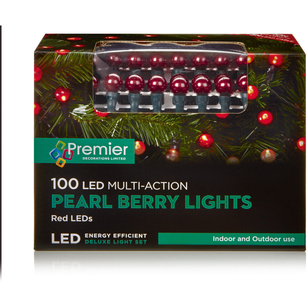 100 LED Multi-Action Pearl Berry Lights - Red