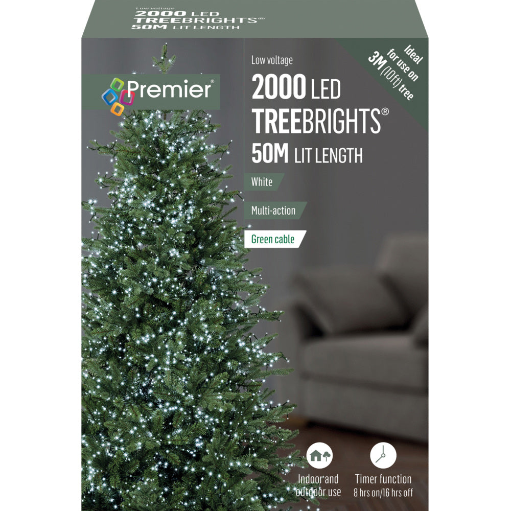 2000 LED Multi-Action Treebrights with Timer - White