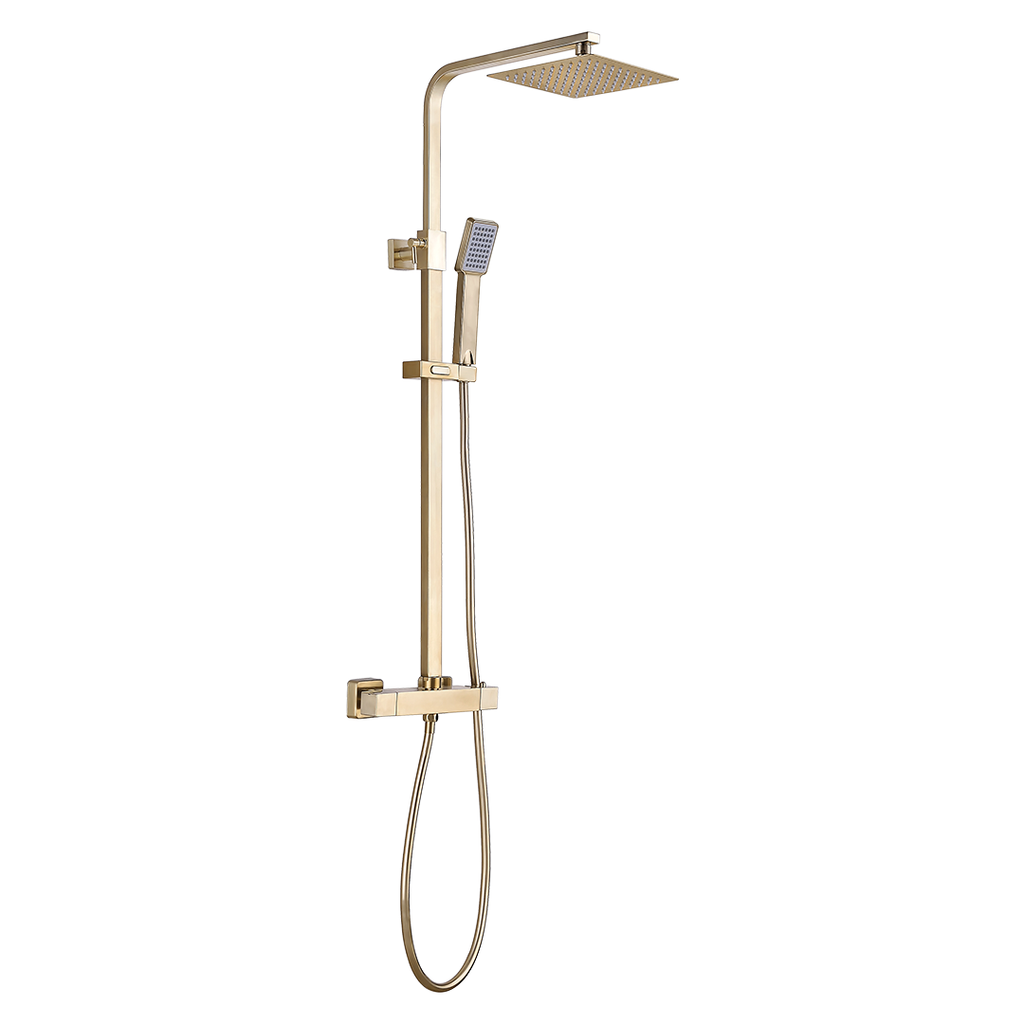 Brushed Brass Square Shower Kit