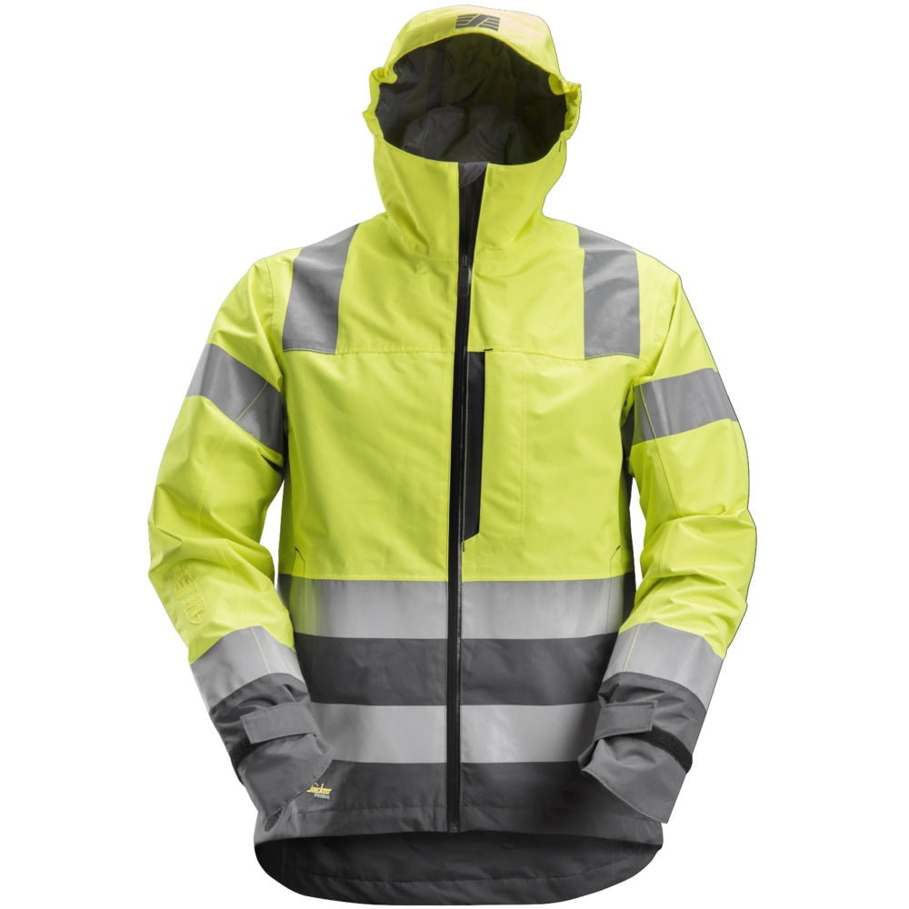 Snickers - AllroundWork, High-Vis Waterproof Shell Jacket Class 3 - High vis yellow\\Steel grey