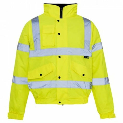 Hi-Vis Reflective Bomber Jacket Yellow - S