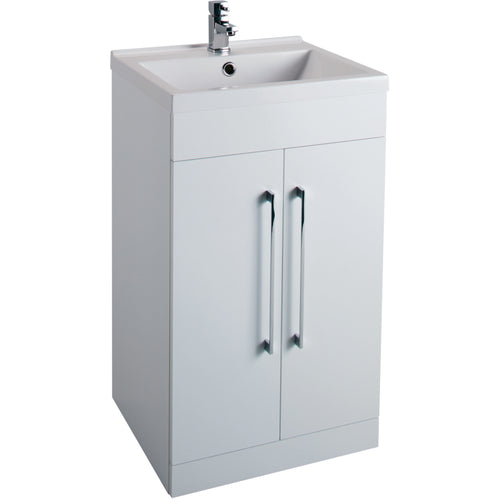 2 Door Vanity Unit & Washbasin Gloss White - 60cm