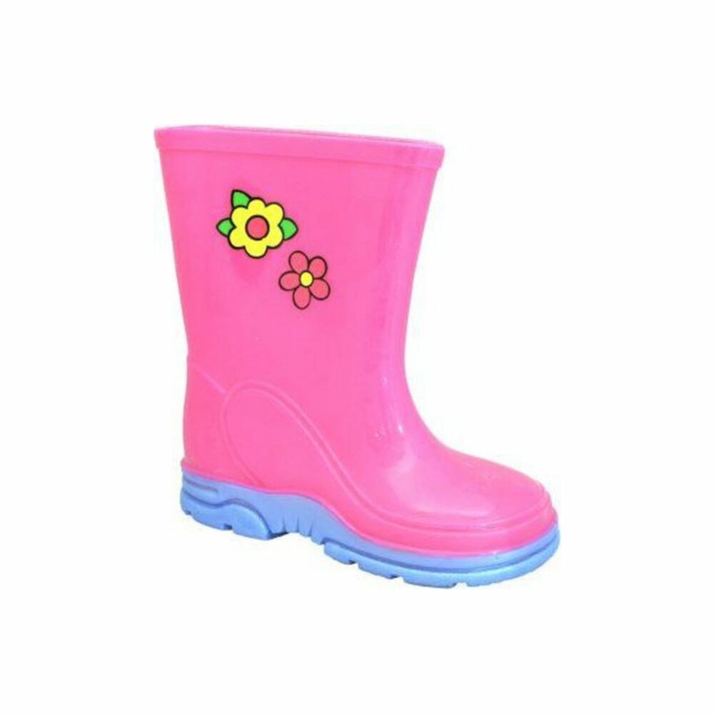 Kids Flower PVC Wellington Boot Pink/Lilac - EU25 / UK8 JNR
