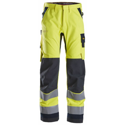 Snickers - ProtecWork, Work Trousers, High-Vis Class 2 - High Visibility Yellow - Navy