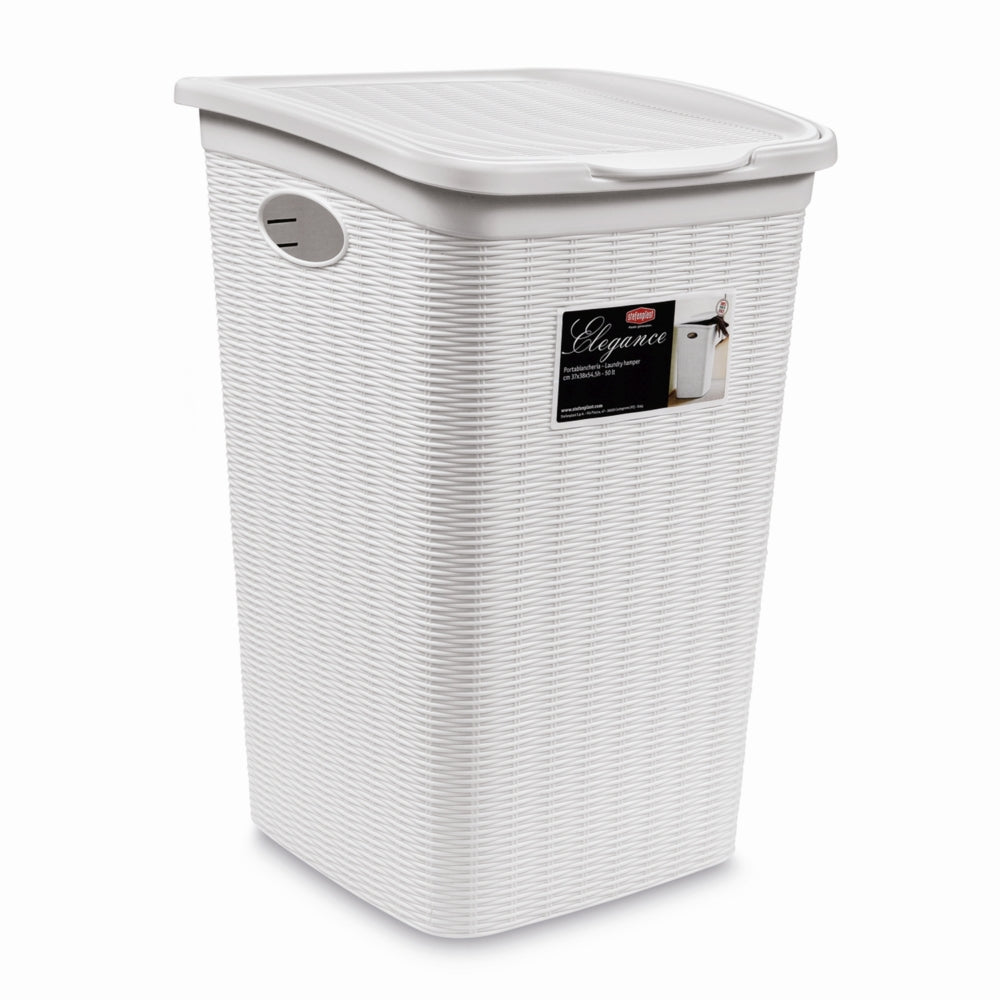 Dosco - Elegance Laundry Hamper Basket 38 x 37 x 54.5cm White