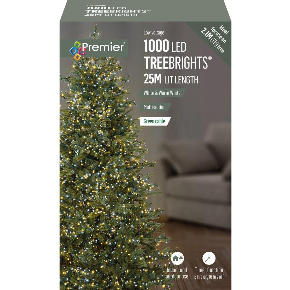 Premier - 1000 LED Multi-Action Treebrights with Timer - White & Warm White