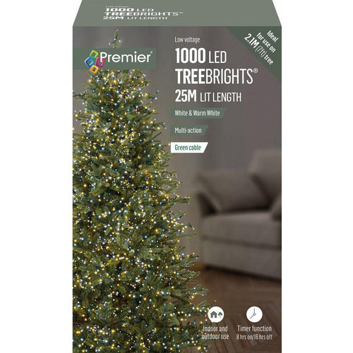 Premier - 1000 LED Multi-Action Treebrights with Timer - White & Warm White