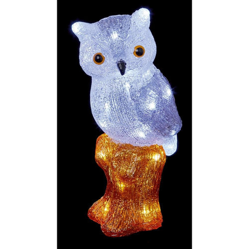 Premier - LED Acrylic Owl on Stump - 35cm