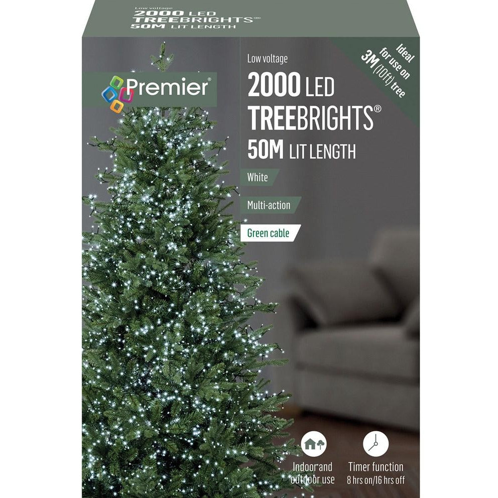 Premier Decorations - 2000 LED Multi-Action Treebrights - White