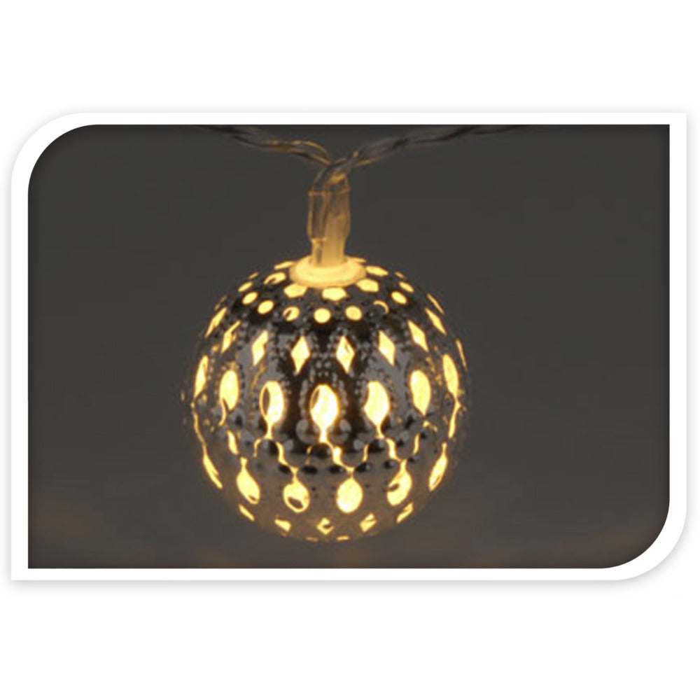 10 Silver Metal Ball Light Set