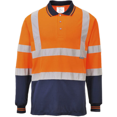 Portwest  - Two-Tone Long Sleeved Polo - Orange/Navy