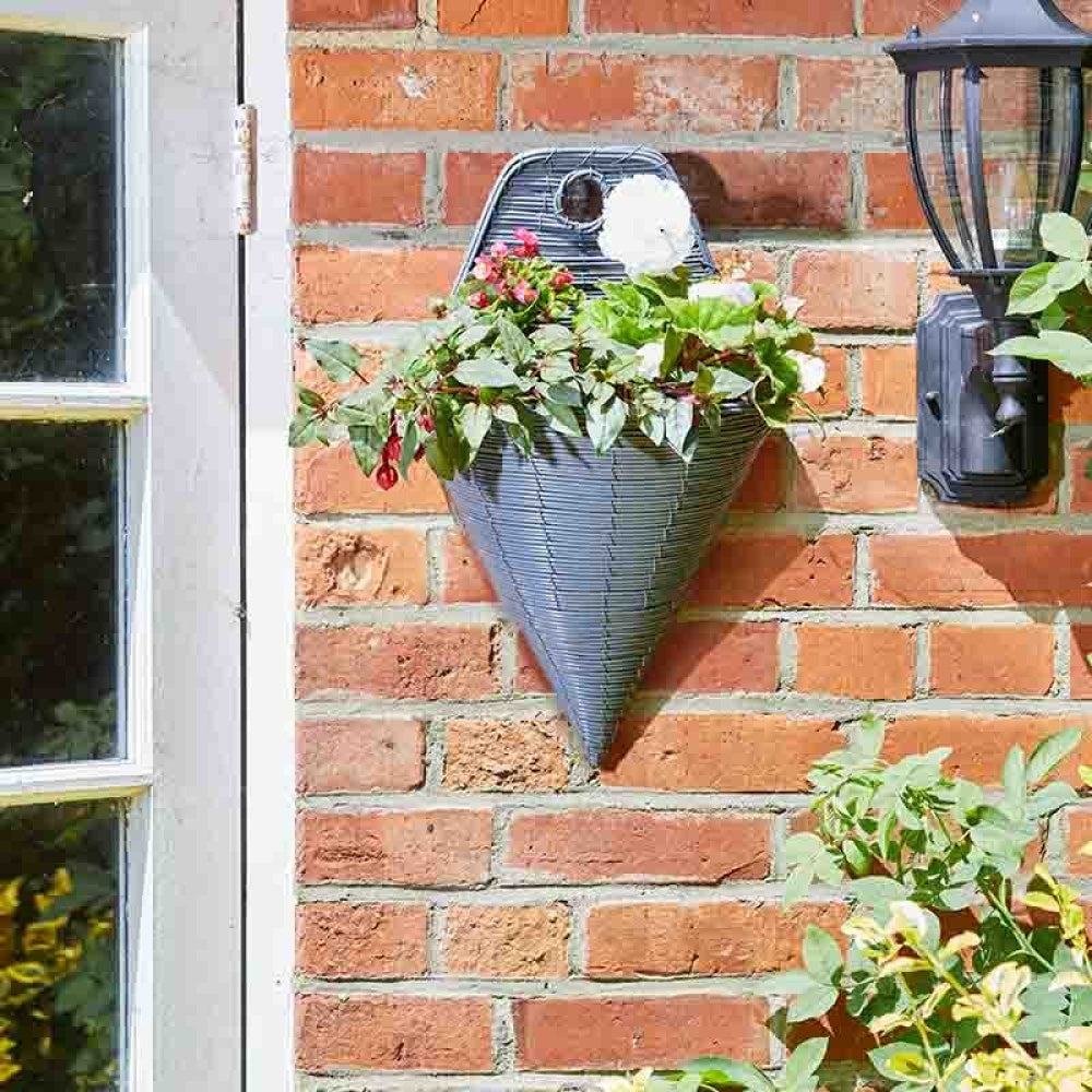 Smart Garden - 14in Slate Faux Rattan Wall Torch