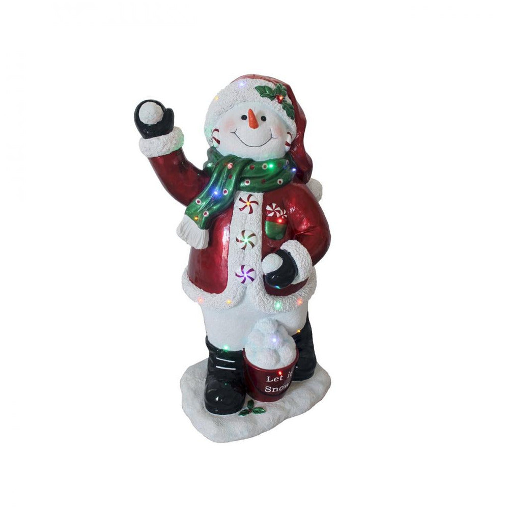 National Tree Company - LED Snowman Holding Snowball - 35.5in - Multi-Coloured