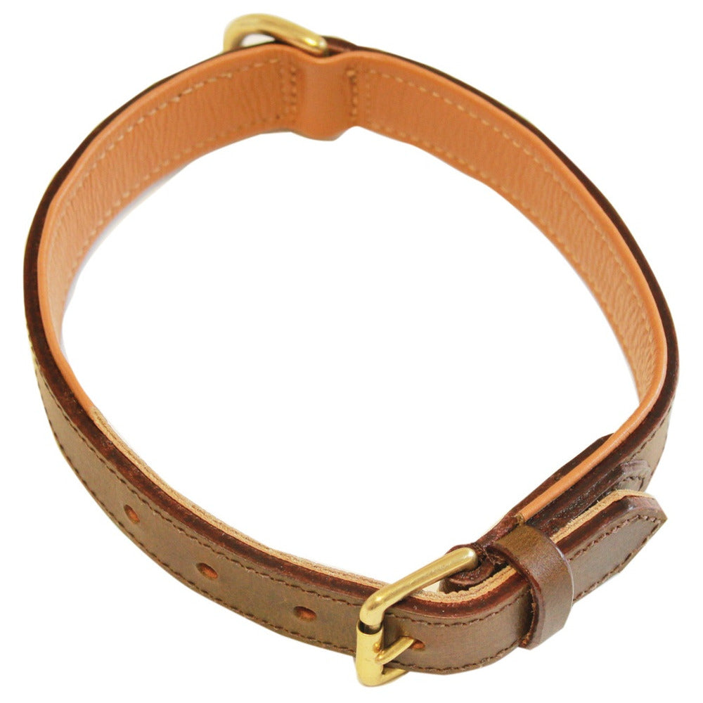 Chanelle - Brown Leather Padded Collar 20mm x45cm