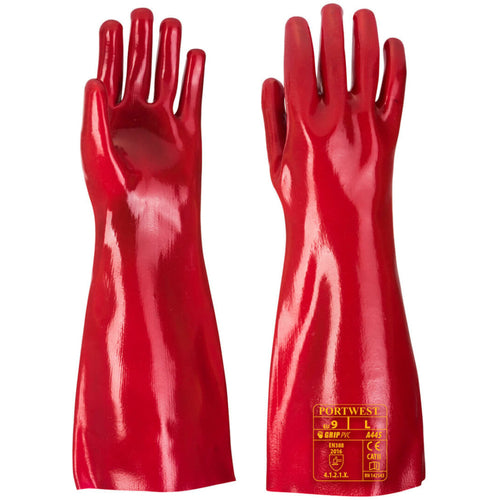 Portwest - A445 PVC Gauntlet Glove - Red