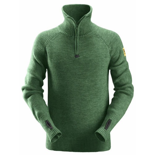 Snickers - ½-Zip Wool Sweater - Forest Green