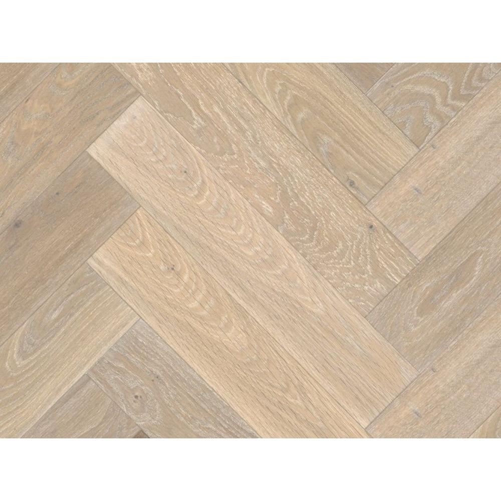 Renaissance Herringbone Oak Lippi Distressed White UV Oil/Wax Engineered Flooring 19mm