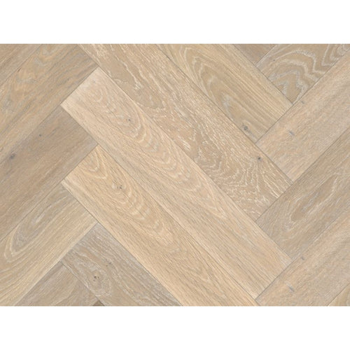 Renaissance Herringbone Oak Lippi Distressed White UV Oil/Wax Engineered Flooring 19mm