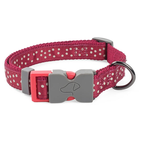 Zoon - Burgundy Polka S WalkAbout Dog Collar (23cm-36cm)