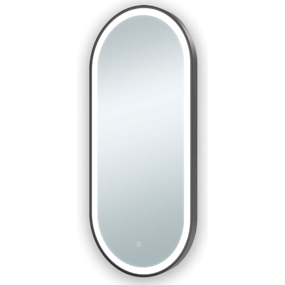 SME Florence 450x1000 Pill Shaped LED Mirror - Matt Black