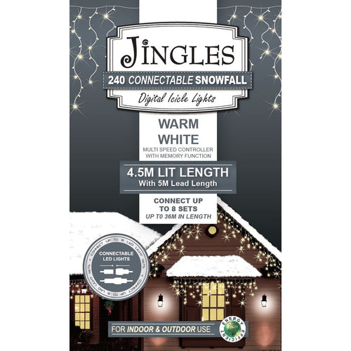 240 Connectable LED Snowfall Icicle Lights - Warm White